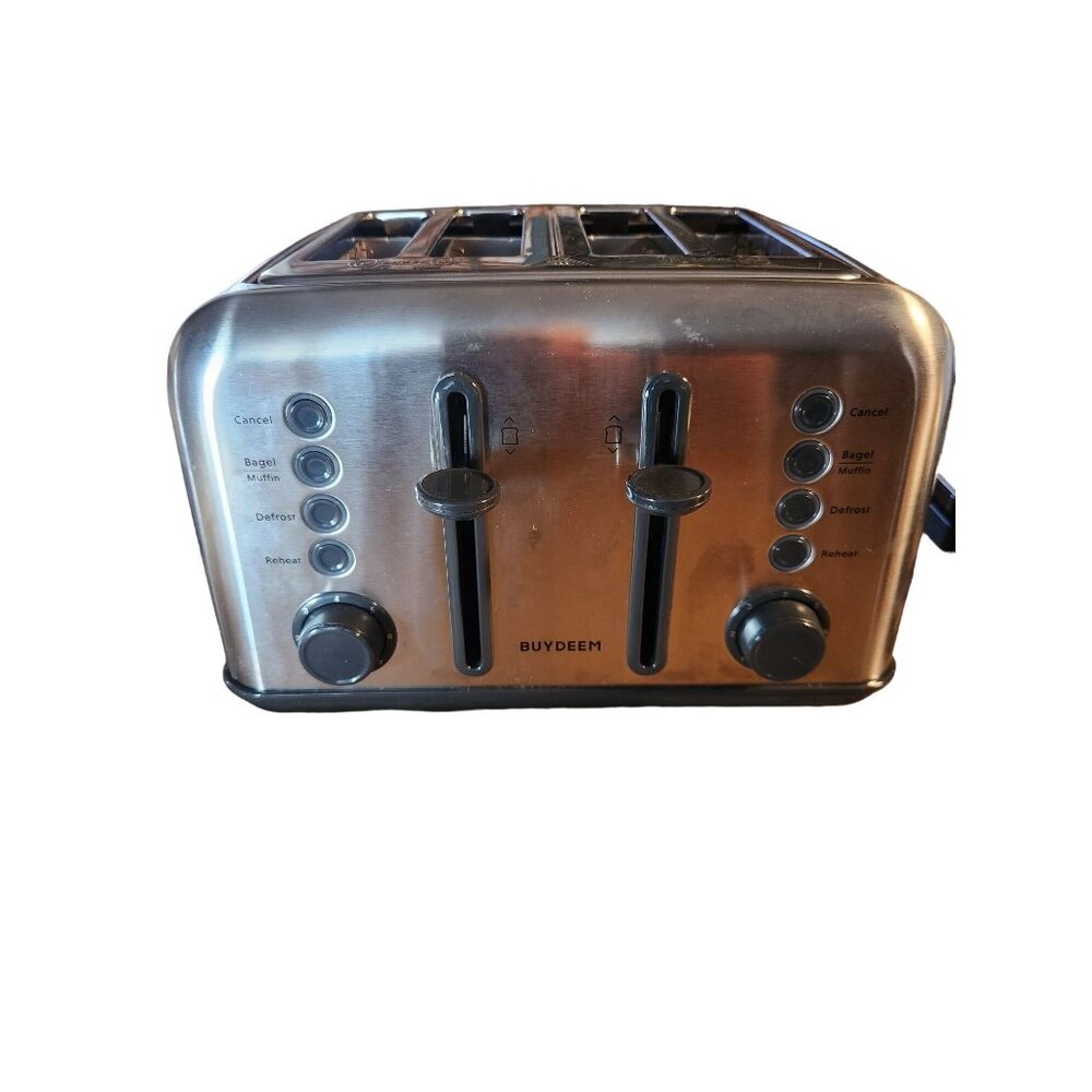 Buydeem 4-Slice Metal Toaster With Bagel & Defrost Settings 1800W Stainless Stee